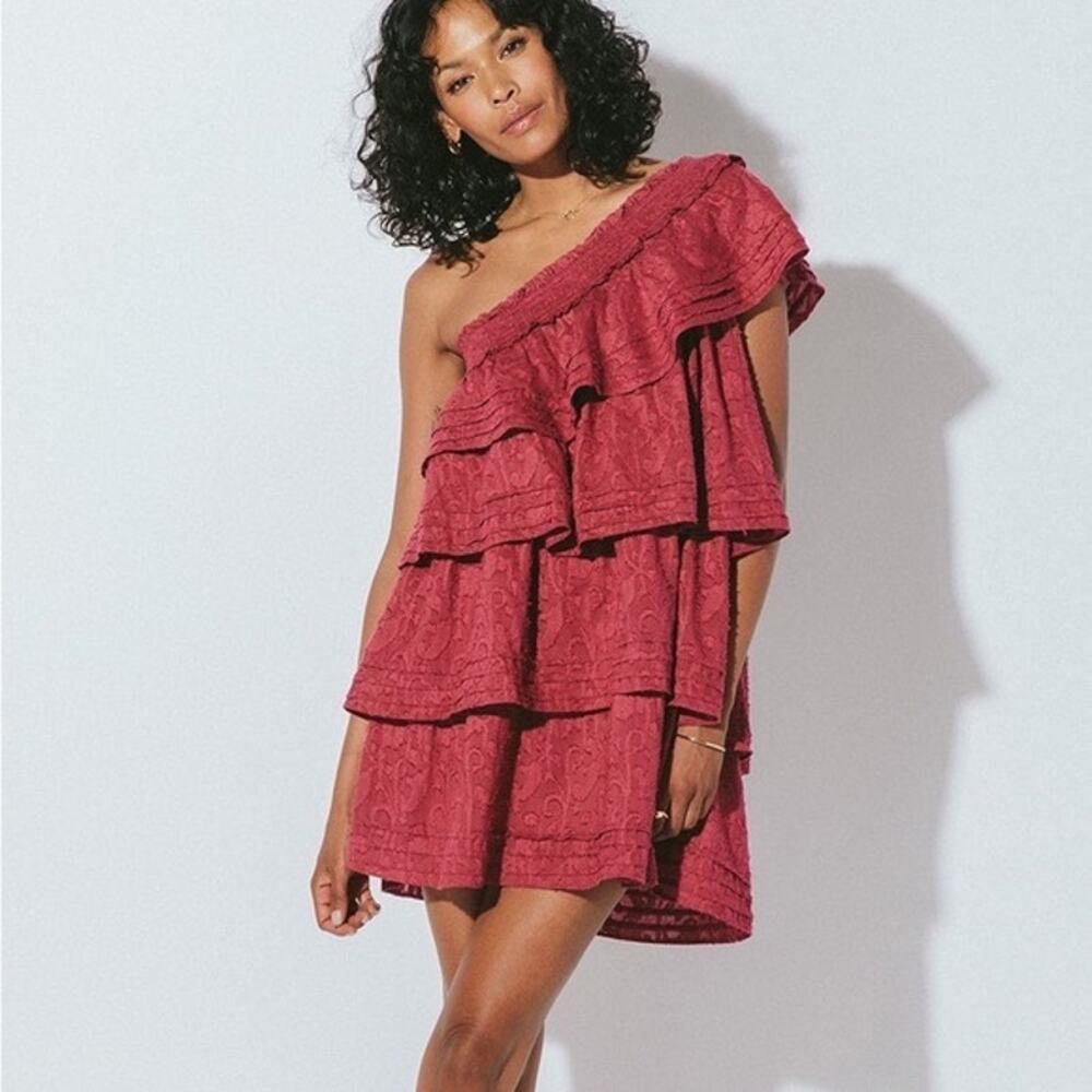 Cleobella Cosette one-shoulder tiered mini dress - Picture 1 of 6